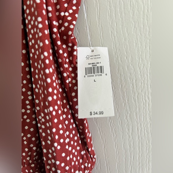 Size L Romper Keyhole Rust Orange with White Polka Dots - Picture 3 of 4